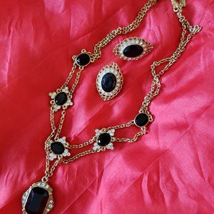 Elegant Necklace and Clip On Earrings